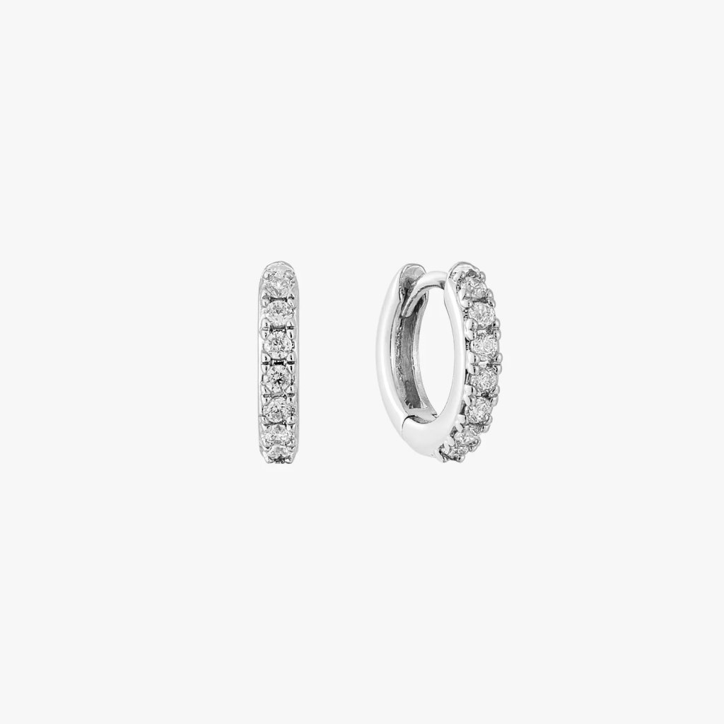 PAVE HUG SILVER HOOP NÁUŠNICE