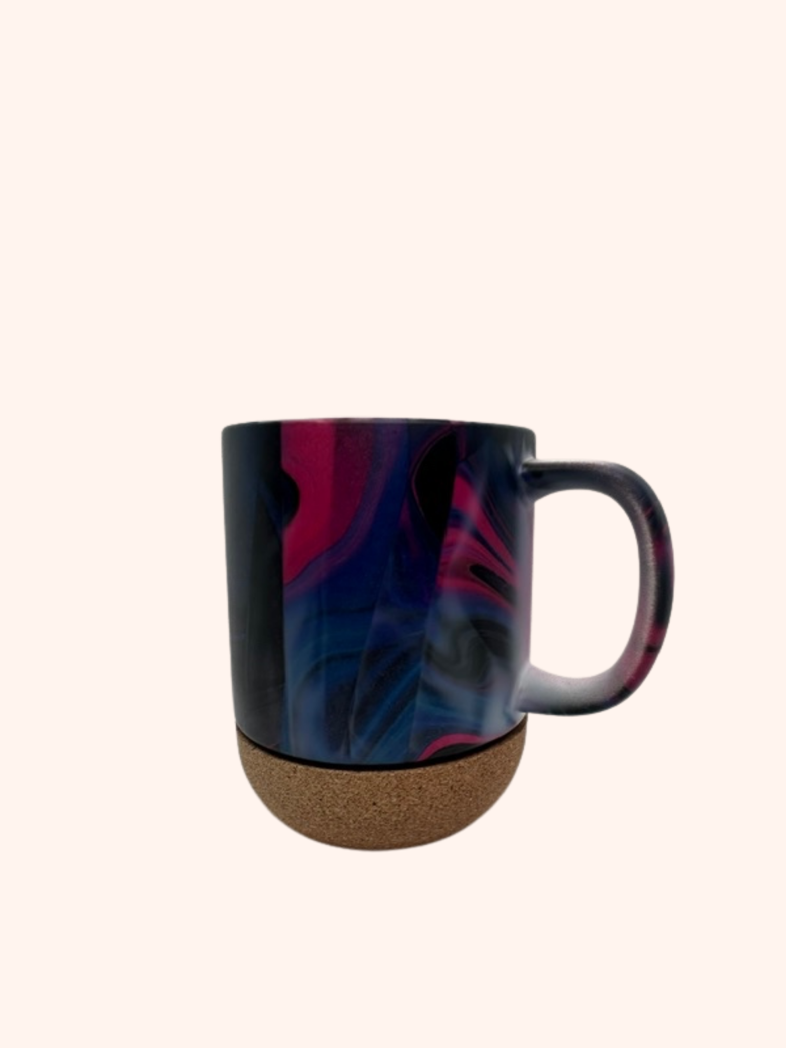 Keramický hrnek s korkovým dnem – design dark pink lava