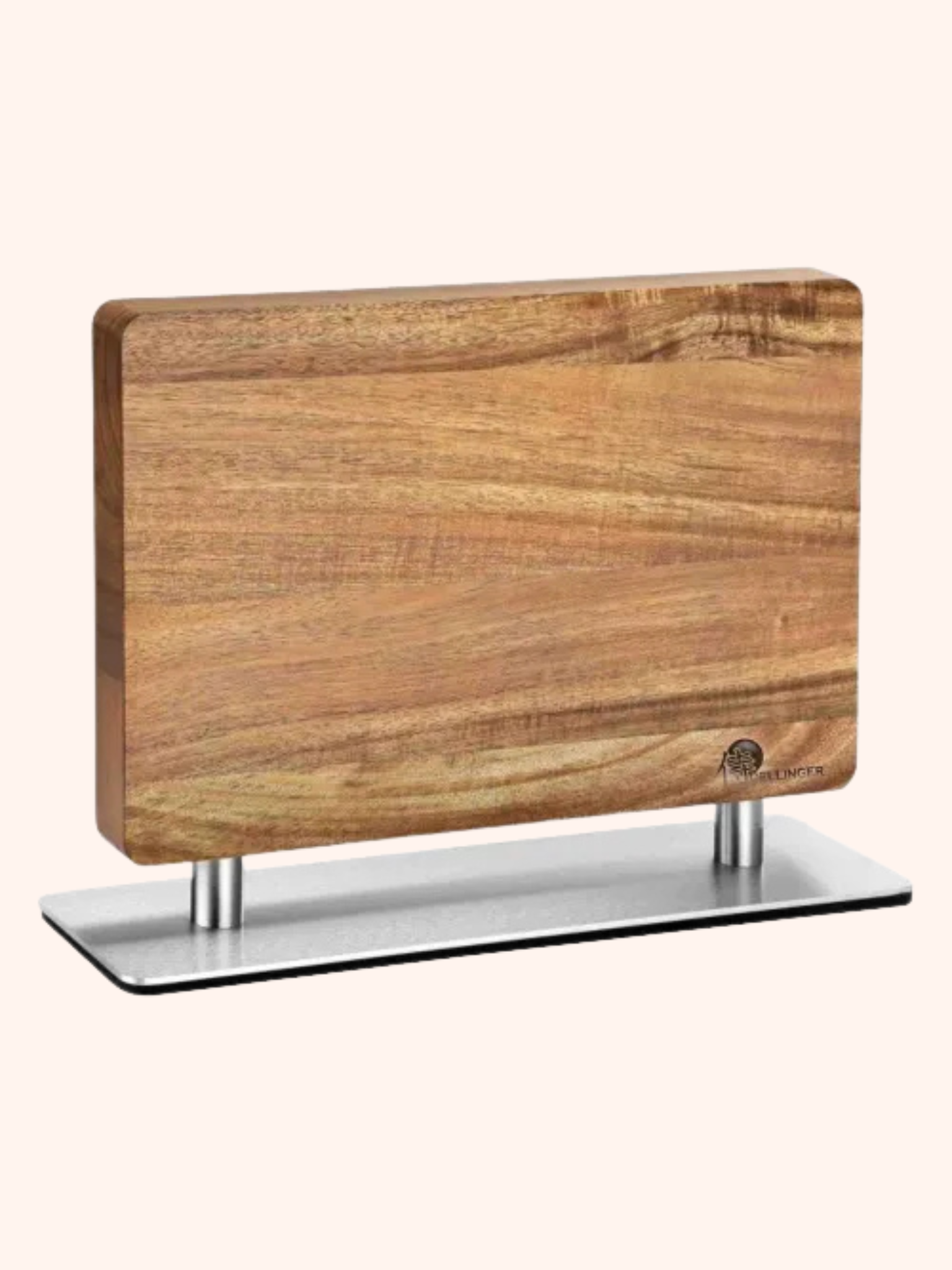 MAGNETICKÝ DRŽÁK NA NOŽE Z AKÁCIOVÉHO DŘEVA S NEREZOVOU ZÁKLADNOU