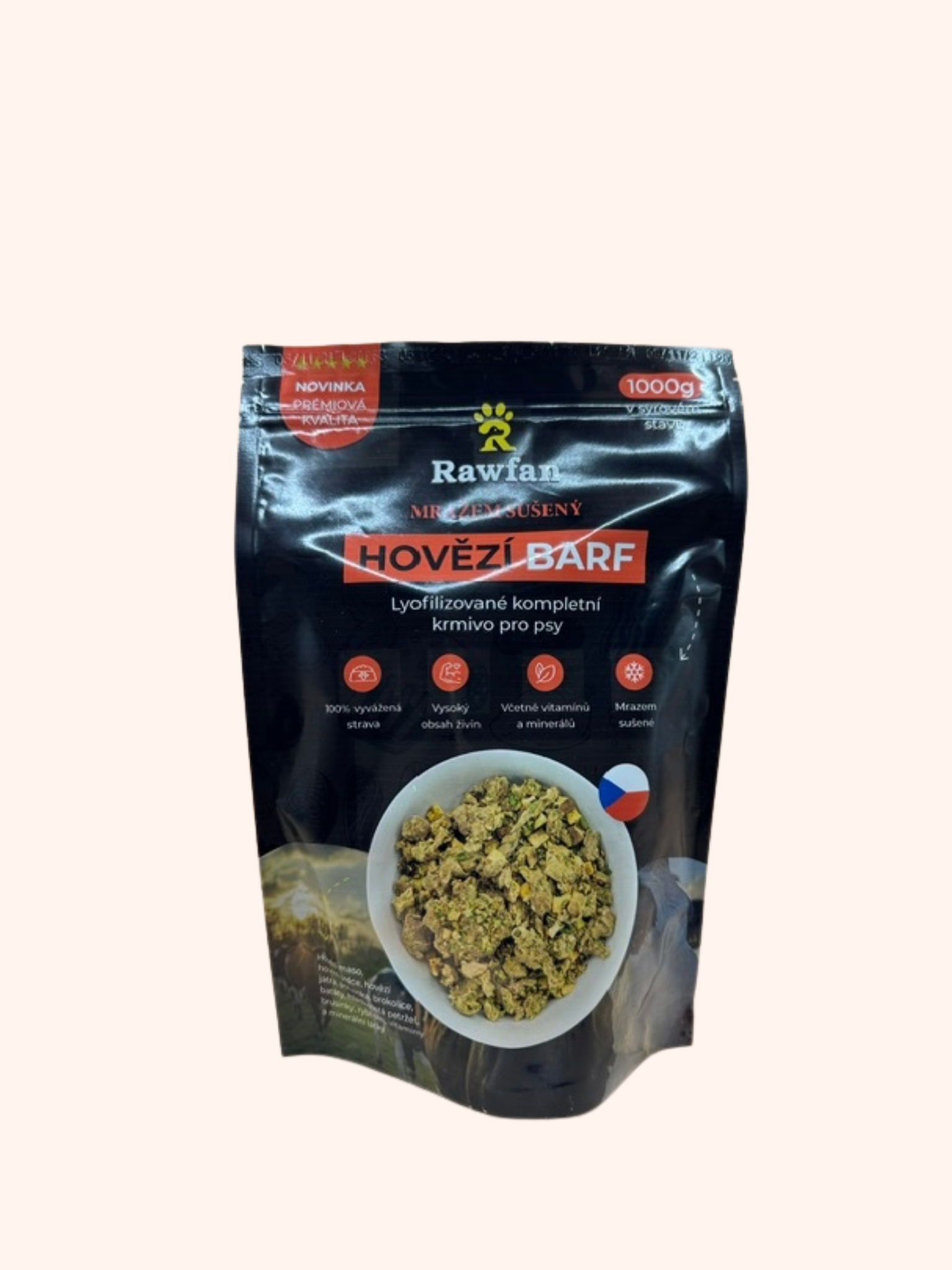 Mrazem sušený HOVĚZÍ BARF kompletní 1000g Rawfan