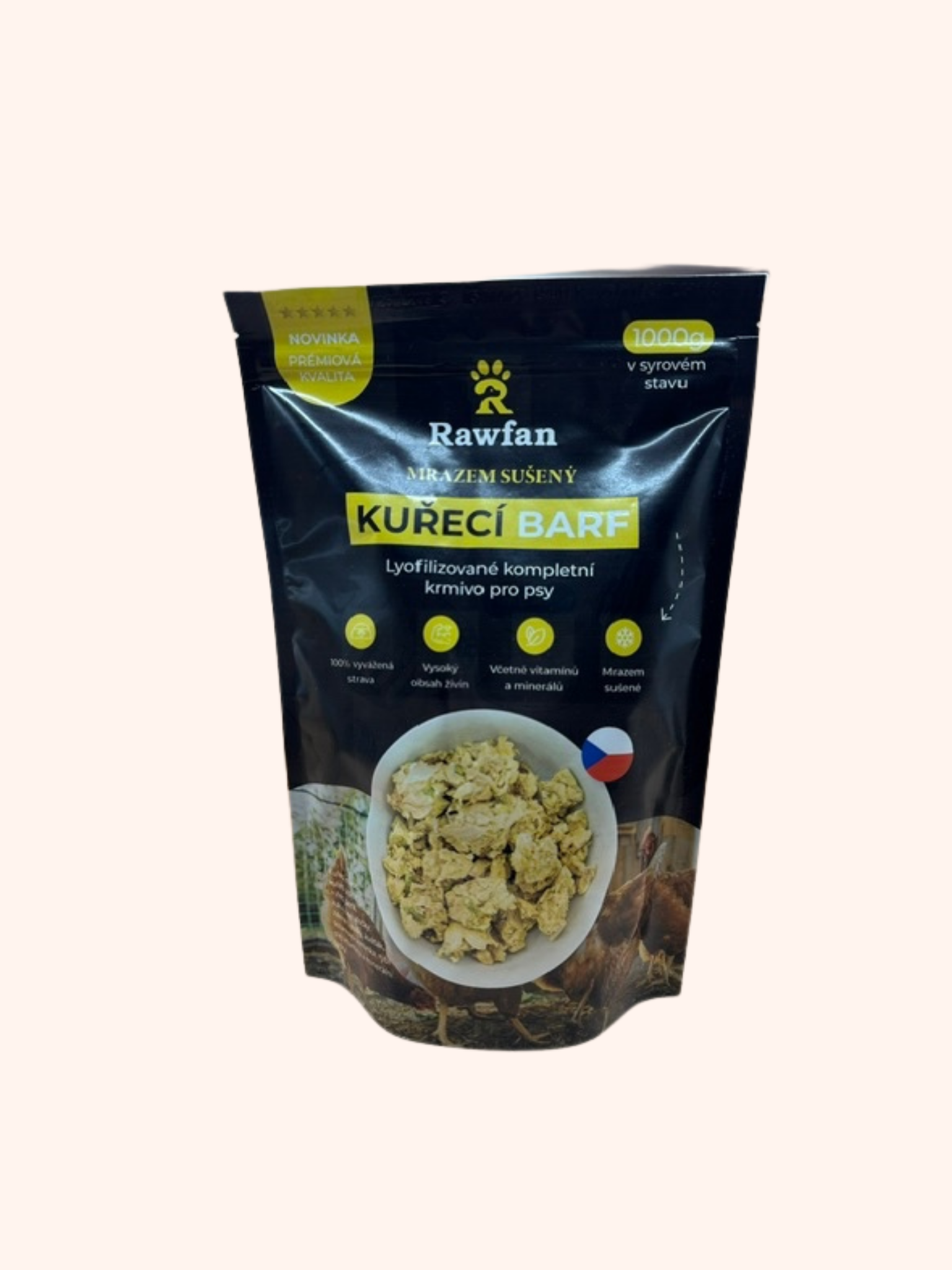Mrazem sušený KUŘECÍ BARF kompletní 1000g Rawfan